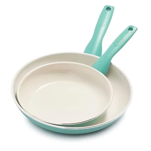 GreenPan Rio 8" & 10" Ceramic Nonstick Frying Pan Set | PFAS-Free, Dishwasher Safe, Turquoise thumbnail 1