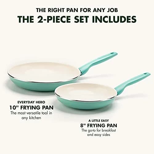 GreenPan Rio 8" & 10" Ceramic Nonstick Frying Pan Set | PFAS-Free, Dishwasher Safe, Turquoise thumbnail 2