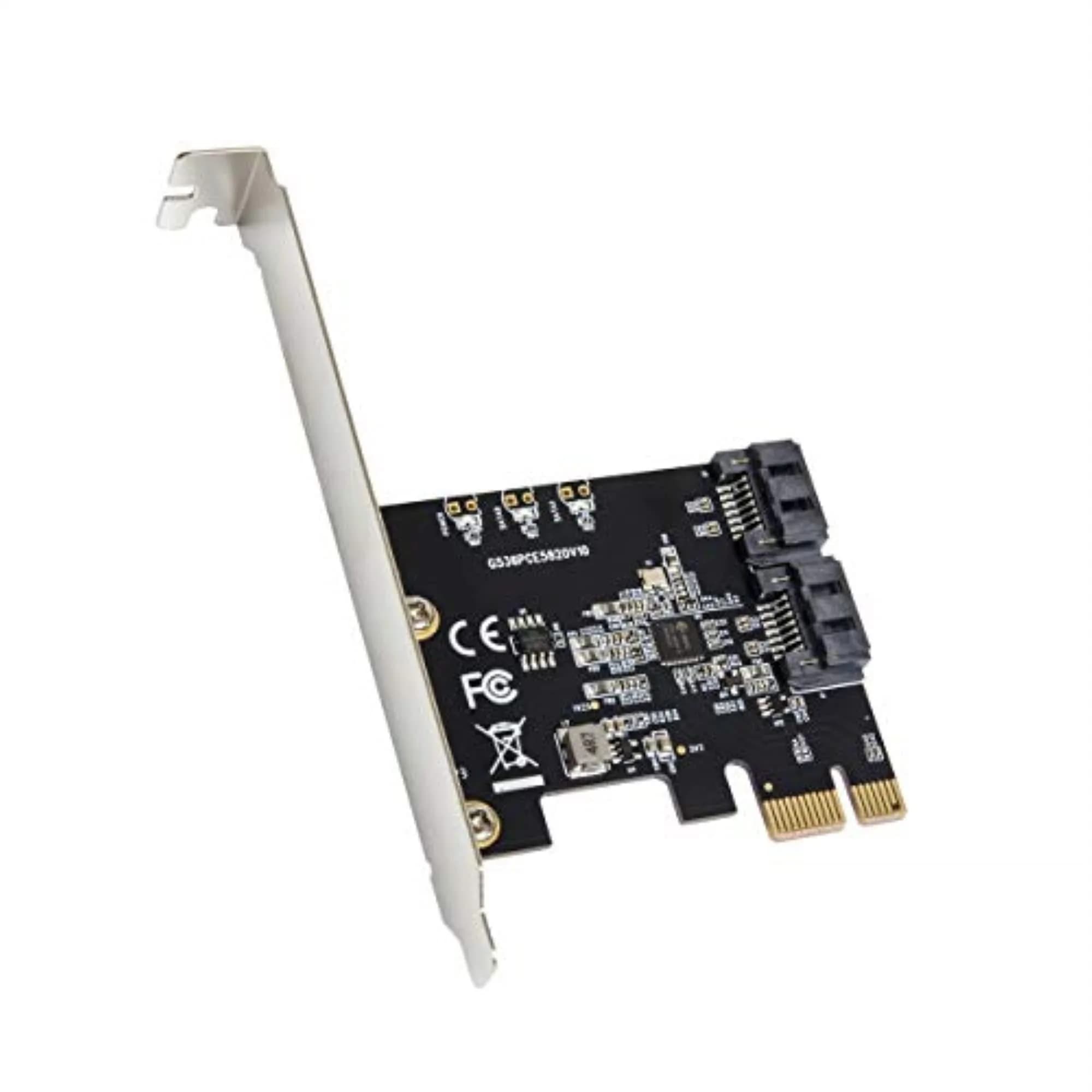IO CREST 2 Port SATA JMicron Expansion Card with Low Profile Bracket - 6Gbps SATA 3.0 PCI Express x1 - main product image