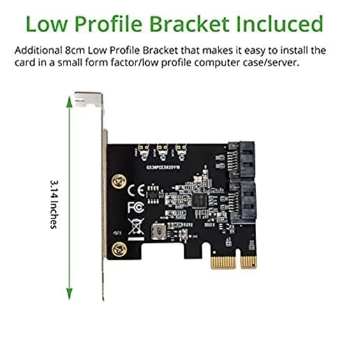IO CREST 2 Port SATA JMicron Expansion Card with Low Profile Bracket - 6Gbps SATA 3.0 PCI Express x1 thumbnail 4