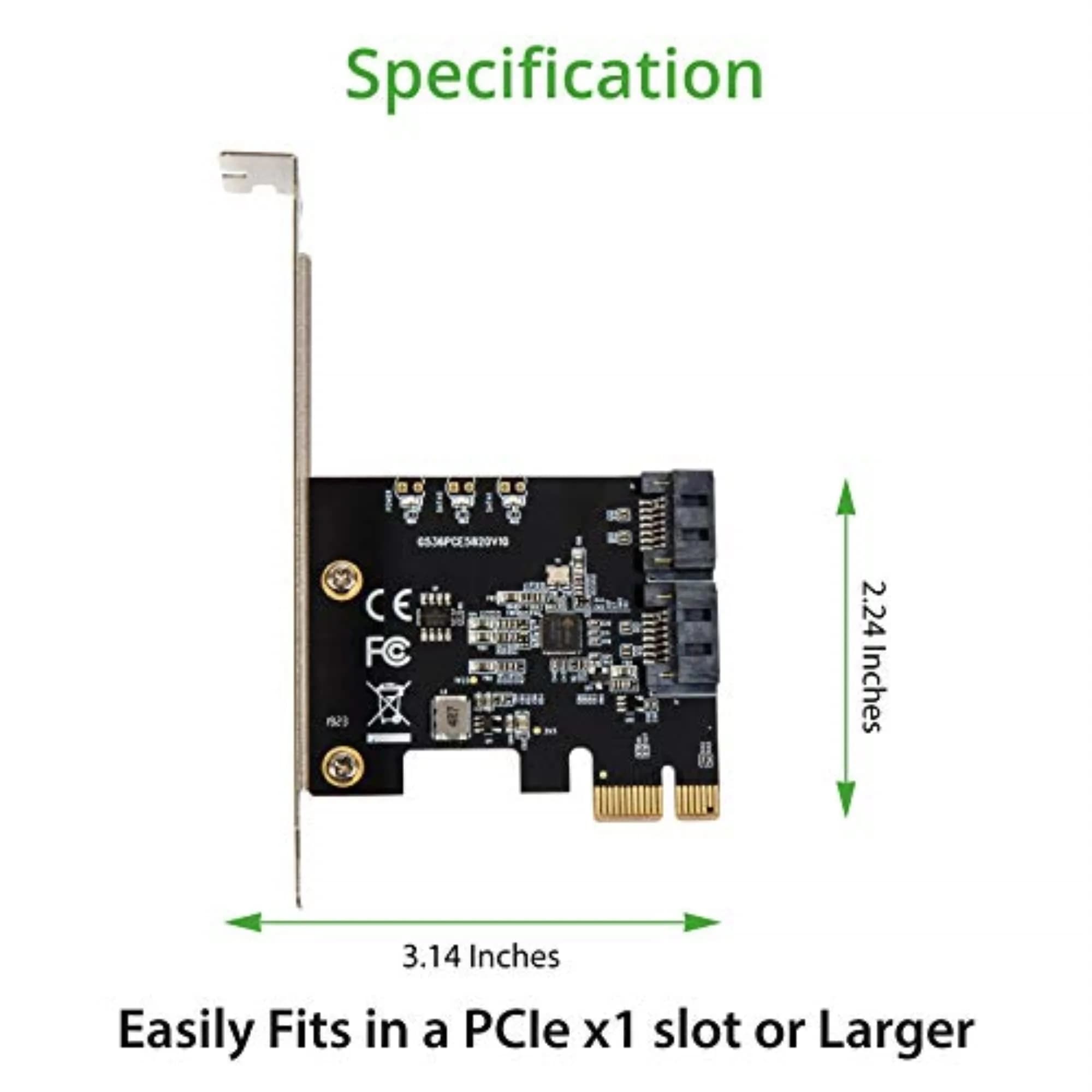 IO CREST 2 Port SATA JMicron Expansion Card with Low Profile Bracket - 6Gbps SATA 3.0 PCI Express x1 - view 3