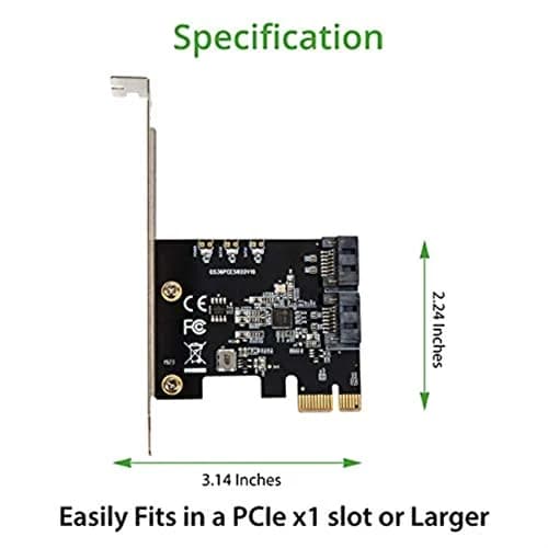 IO CREST 2 Port SATA JMicron Expansion Card with Low Profile Bracket - 6Gbps SATA 3.0 PCI Express x1 thumbnail 3