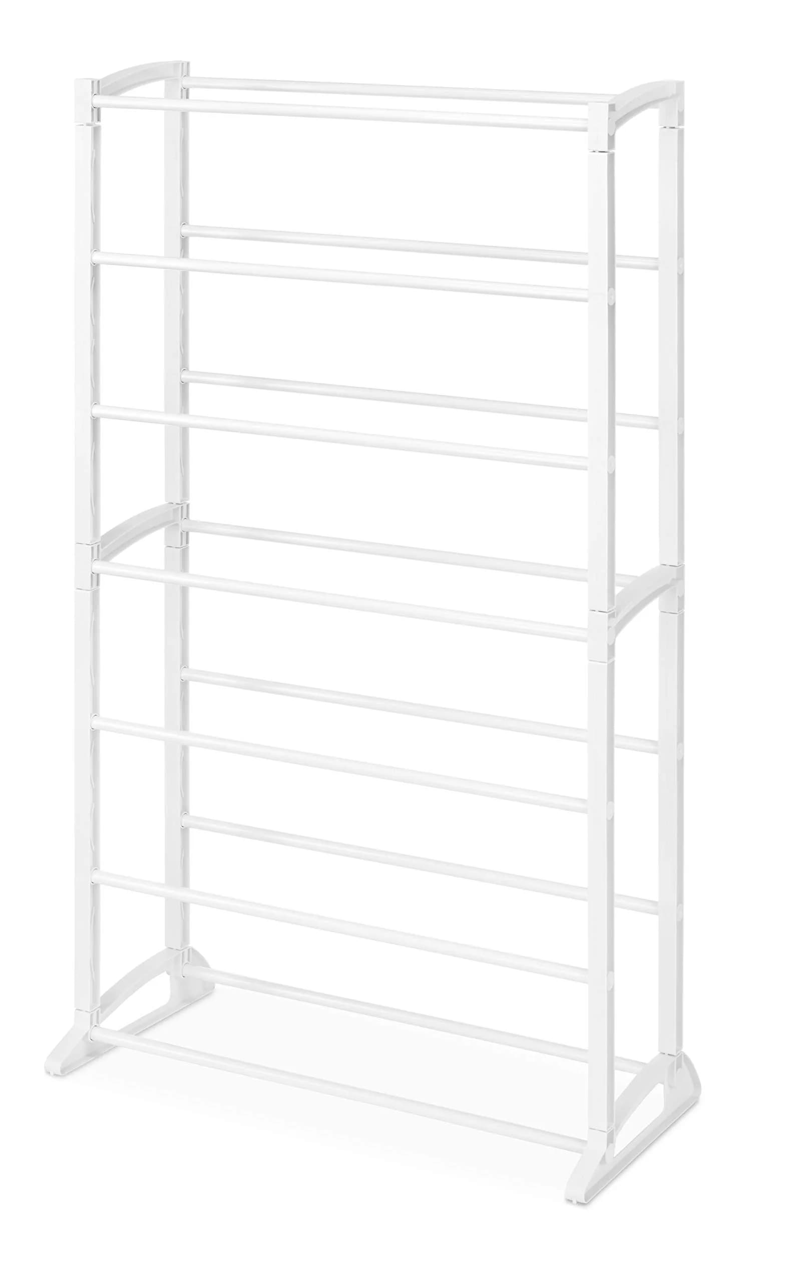 Whitmor Shoe Rack - 21-Pair - White | 7 Tier Metal & Plastic Shoe Organizer for Small Spaces