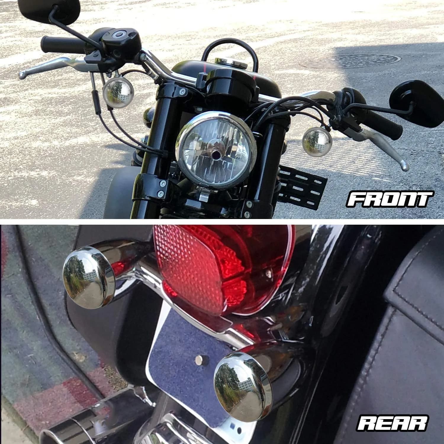 NTHREEAUTO Chrome Bullet LED Turn Signals Lens Cover Set of 4 | Universal Fit for Harley Motorcycles - view 3
