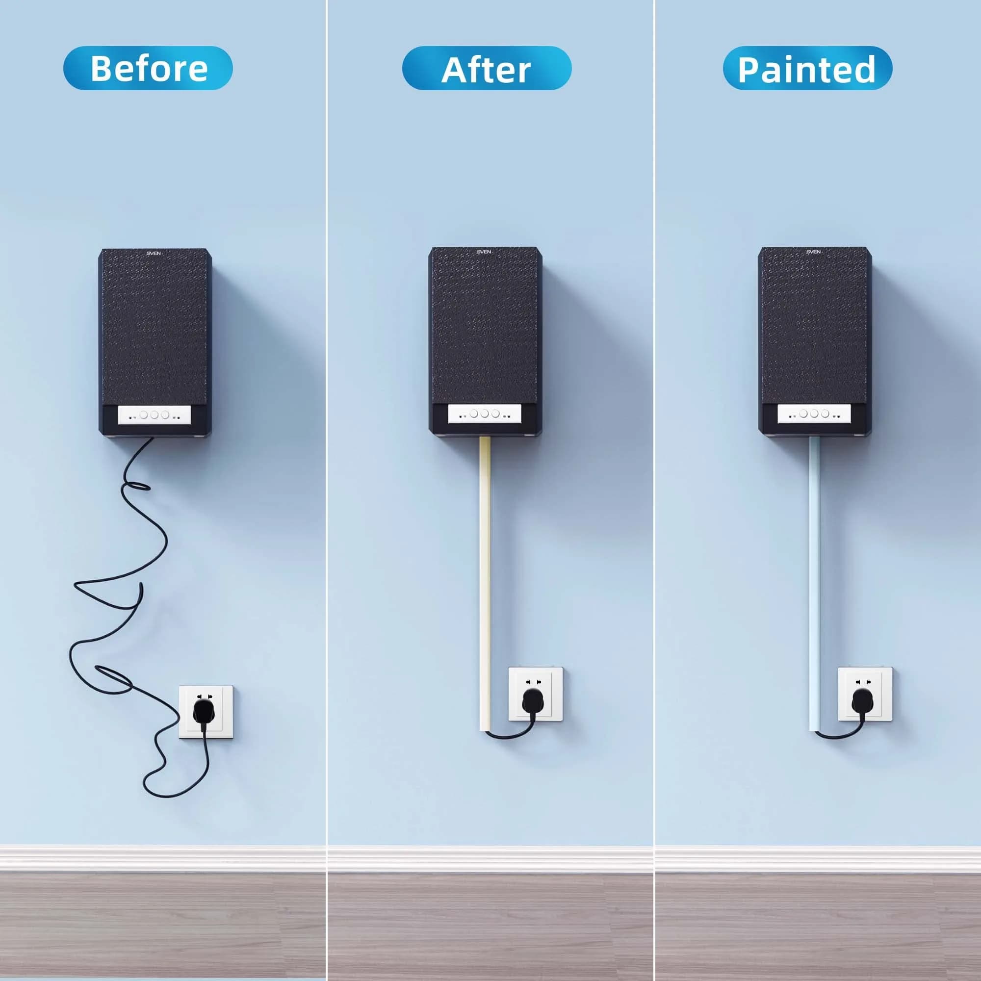 Yecaye Mini Cord Hider Channel 128in (3.6m) | Conceals Single Mini Wire - view 5