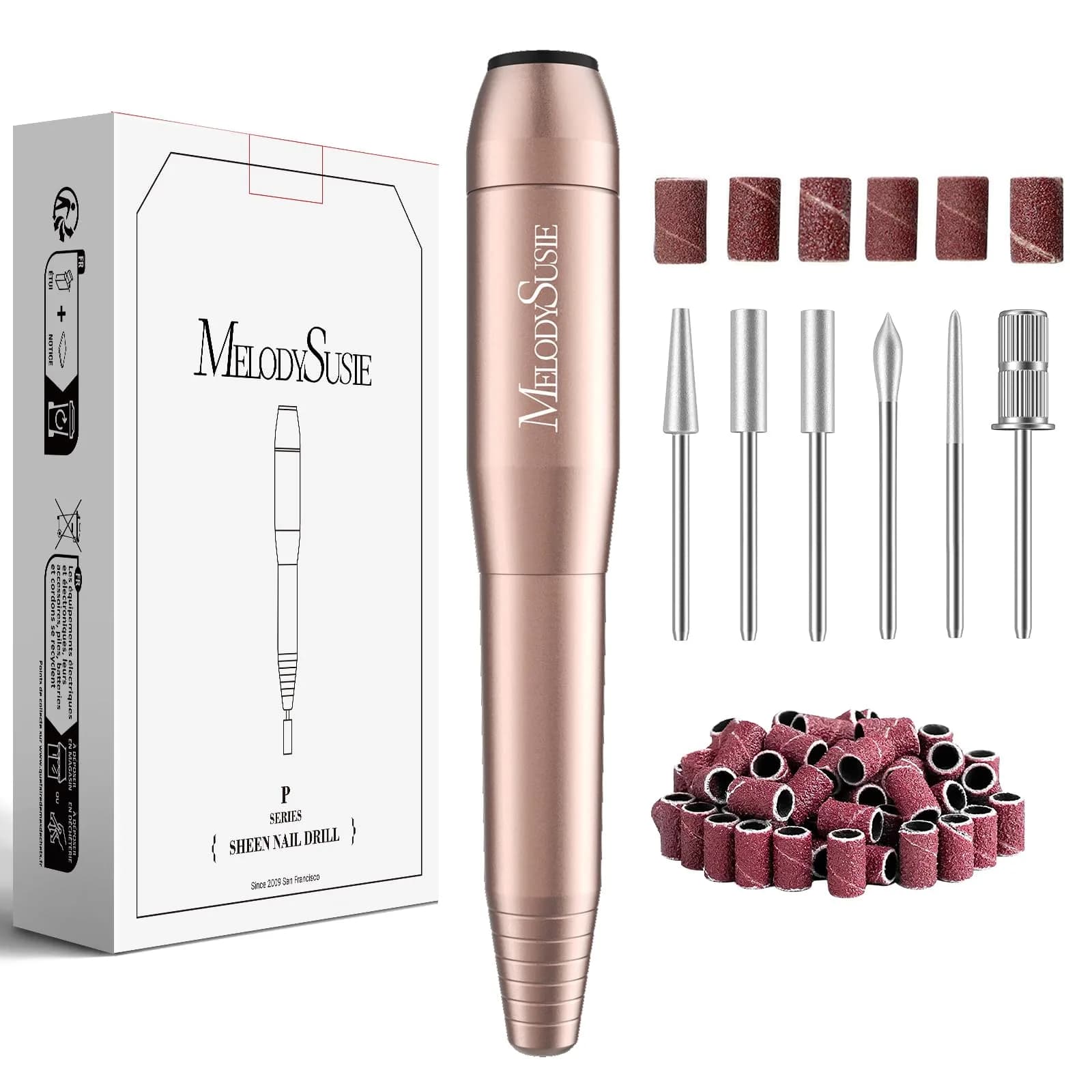 MelodySusie PC120I Portable USB Nail Drill, 20000RPM Electric Nail File with 65-Piece Set | Beginner-Friendly Nail Care Tool - main product image