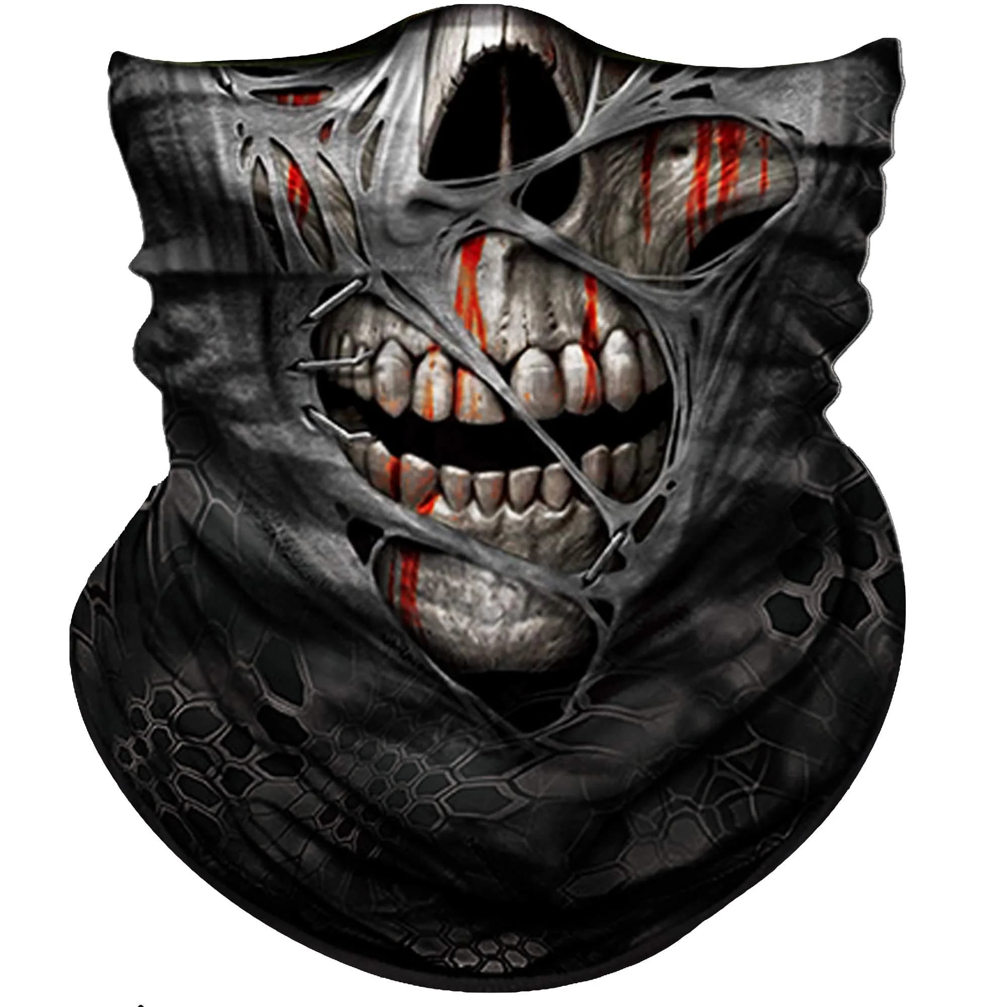 Obacle Skull Face Mask Half - Sull Gray Mummy Blood 3D Seamless Tube Bandana for Men & Women - main product image