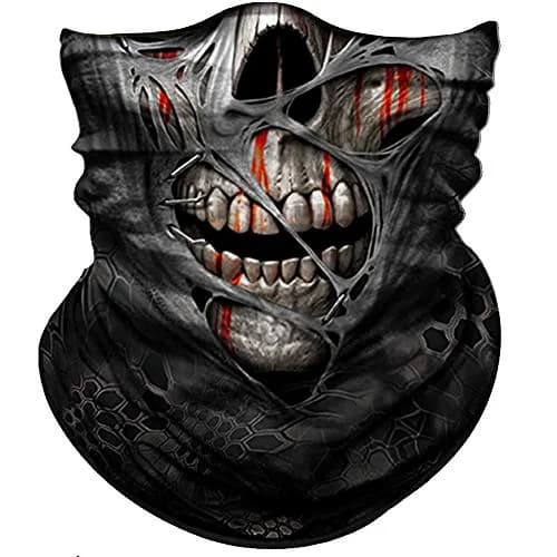 Obacle Skull Face Mask Half - Sull Gray Mummy Blood 3D Seamless Tube Bandana for Men & Women thumbnail 1