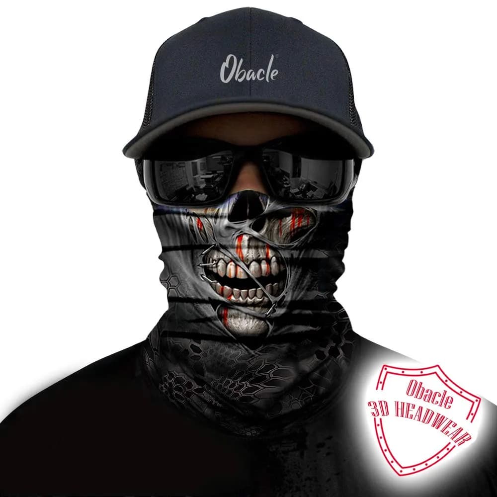 Obacle Skull Face Mask Half - Sull Gray Mummy Blood 3D Seamless Tube Bandana for Men & Women - view 2