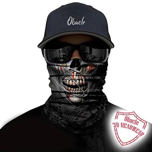 Obacle Skull Face Mask Half - Sull Gray Mummy Blood 3D Seamless Tube Bandana for Men & Women thumbnail 2