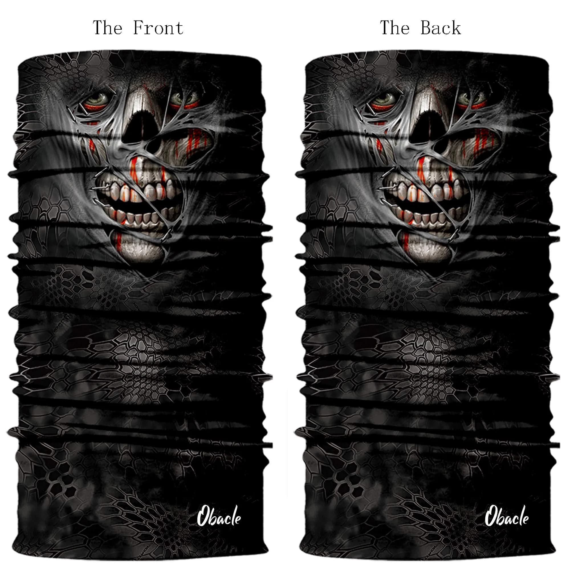 Obacle Skull Face Mask Half - Sull Gray Mummy Blood 3D Seamless Tube Bandana for Men & Women - view 3