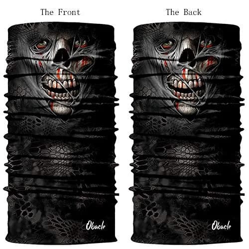 Obacle Skull Face Mask Half - Sull Gray Mummy Blood 3D Seamless Tube Bandana for Men & Women thumbnail 3