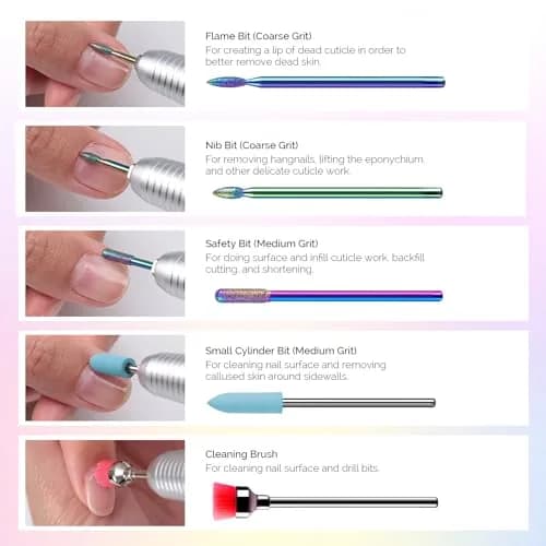 MelodySusie 10pcs Rainbow Diamond Nail Drill Bits Set | Professional Cuticle & Acrylic Removal Tool thumbnail 3