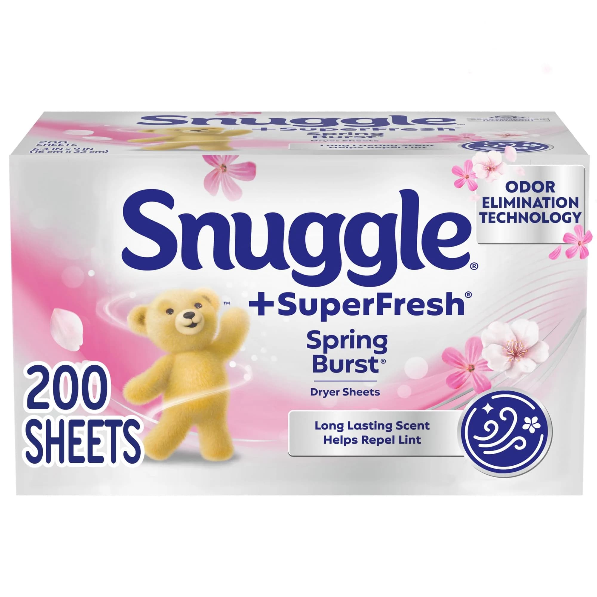 Snuggle SuperFresh Dryer Sheets Spring Burst 200 Count | Reduces Static, Softens Fabric, Fights Odors - main product image