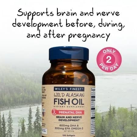 Wiley's Finest Wild Alaskan Fish Oil Prenatal DHA, 120 Count | Supports Baby Brain & Eye Development thumbnail 5