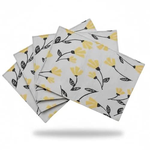 DaDa Bedding Yellow Floral Tapestry Placemats | 13 x 19 Inches, Set of 4, Cotton-Polyester Blend thumbnail 8