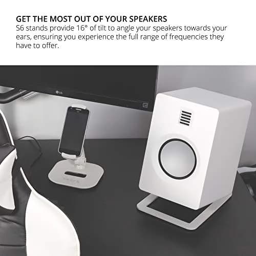 Kanto S6W Tilted Desktop Speaker Stands for Large Bookshelf Speakers & Studio Monitors | 2.27 kg (5 lb) Capacity | White thumbnail 4