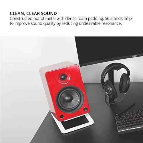 Kanto S6W Tilted Desktop Speaker Stands for Large Bookshelf Speakers & Studio Monitors | 2.27 kg (5 lb) Capacity | White thumbnail 5