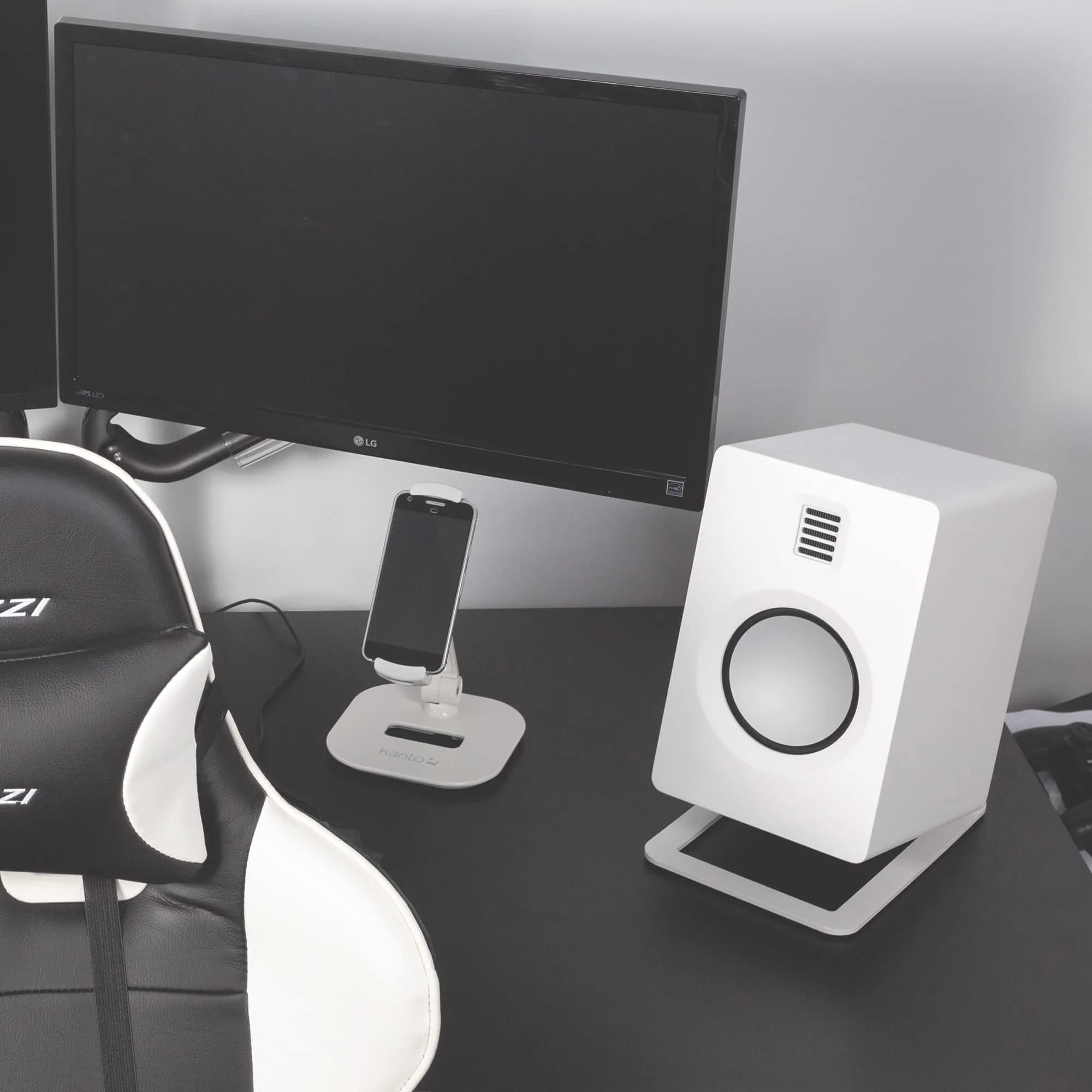 Kanto S6W Tilted Desktop Speaker Stands for Large Bookshelf Speakers & Studio Monitors | 2.27 kg (5 lb) Capacity | White - view 7