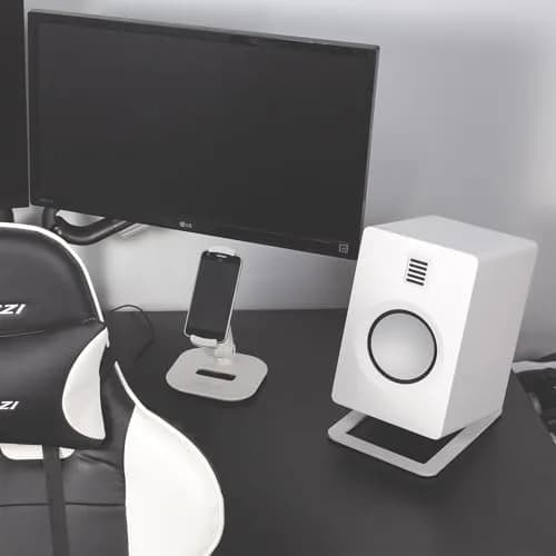 Kanto S6W Tilted Desktop Speaker Stands for Large Bookshelf Speakers & Studio Monitors | 2.27 kg (5 lb) Capacity | White thumbnail 7