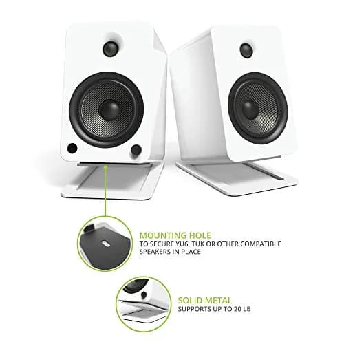 Kanto S6W Tilted Desktop Speaker Stands for Large Bookshelf Speakers & Studio Monitors | 2.27 kg (5 lb) Capacity | White thumbnail 2
