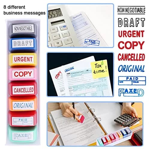 Swity Home Self Inking Office Stamp Set - 8 Pcs | Vibrant, Long-Lasting Ink for Business & Office Use thumbnail 2