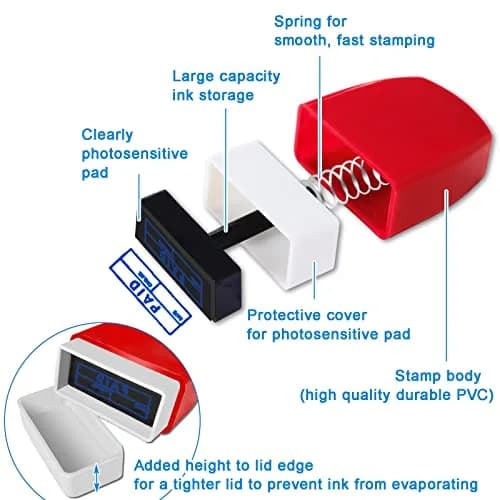 Swity Home Self Inking Office Stamp Set - 8 Pcs | Vibrant, Long-Lasting Ink for Business & Office Use thumbnail 3
