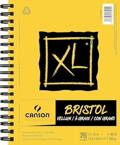 Canson XL Series Vellum Bristol Paper Pad 7x10 inches (25 Sheets, 100lb/260gsm) | Smooth Surface for Pencil, Pastel, Ink thumbnail 1