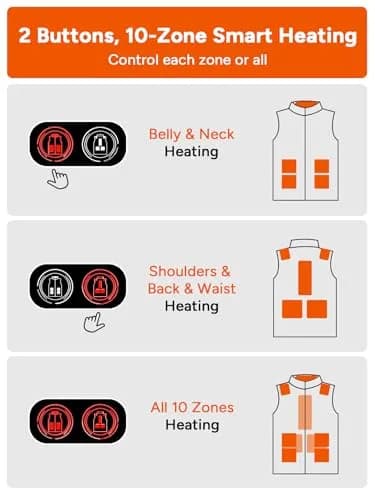 DR.PREPARE USB Electric Heated Vest L-XL Black | 10 Heating Zones for Winter Warmth thumbnail 5