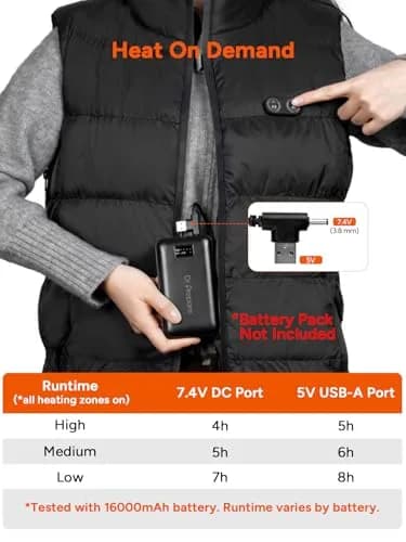 DR.PREPARE USB Electric Heated Vest L-XL Black | 10 Heating Zones for Winter Warmth thumbnail 6
