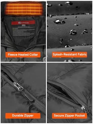 DR.PREPARE USB Electric Heated Vest L-XL Black | 10 Heating Zones for Winter Warmth thumbnail 7