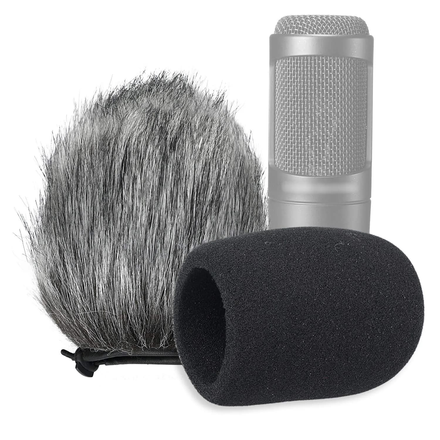 SUNMON Windscreen Foam Cover for Audio-Technica AT2020, AT2020USB, AT2020USB+ Microphones (2-Pack, Black) — FurFoamKit