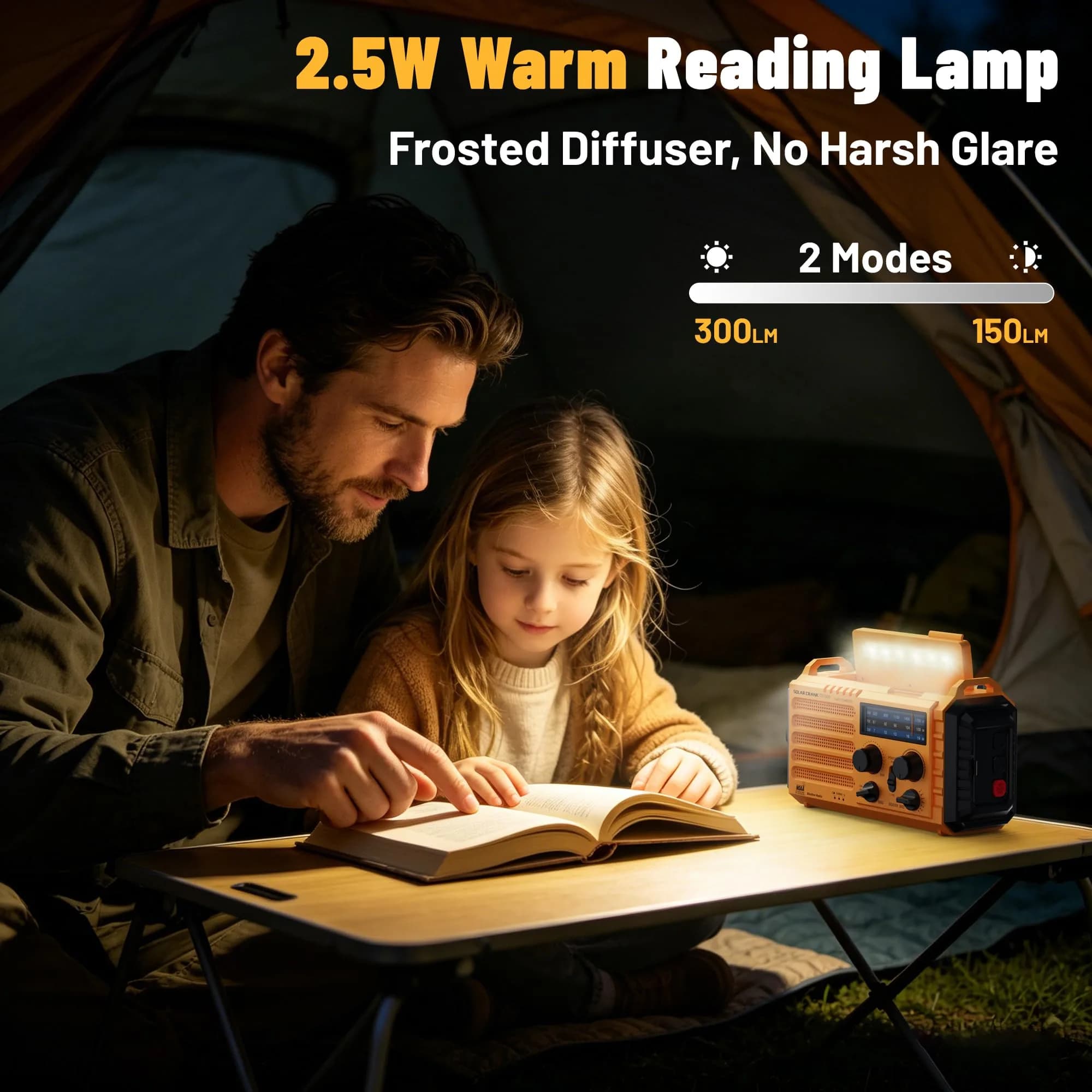 Mesqool Emergency Weather Radio Yellow | NOAA AM FM SW 5000mAh Solar Crank Portable Radio with LED Flashlight & SOS Alarm - view 8