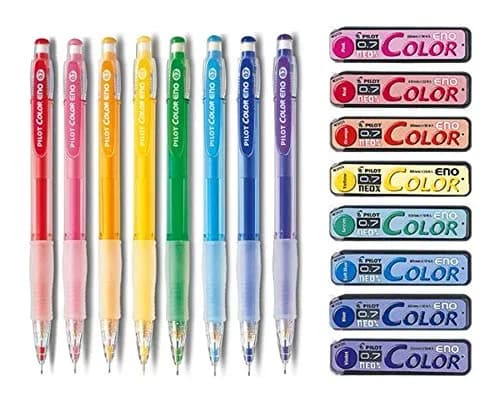Pilot Color Eno Mechanical Pencil Set 0.7mm 8 Colors (Pencils & Refills) | Erasable & Vibrant for Students thumbnail 1