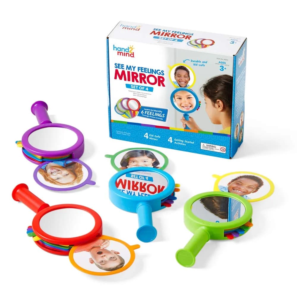 hand2mind See My Feelings Mirror Set of 4 | Emotional Development Toys for Toddlers & Kids - main product image