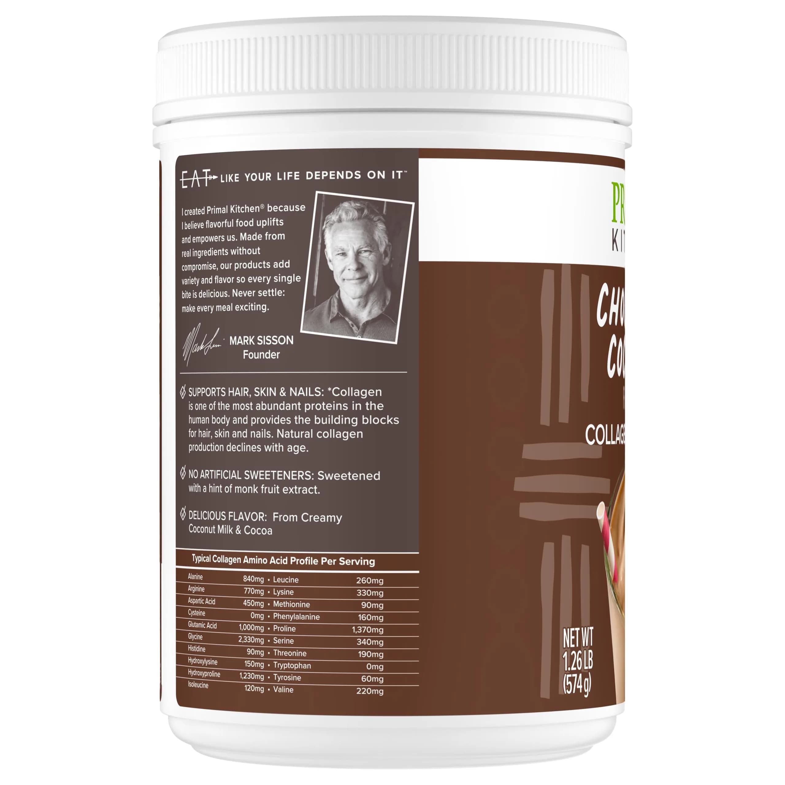 Primal Kitchen Chocolate Collagen Fuel Drink Mix 20 oz (567 g) | 11g Collagen Peptides Per Serving - view 6