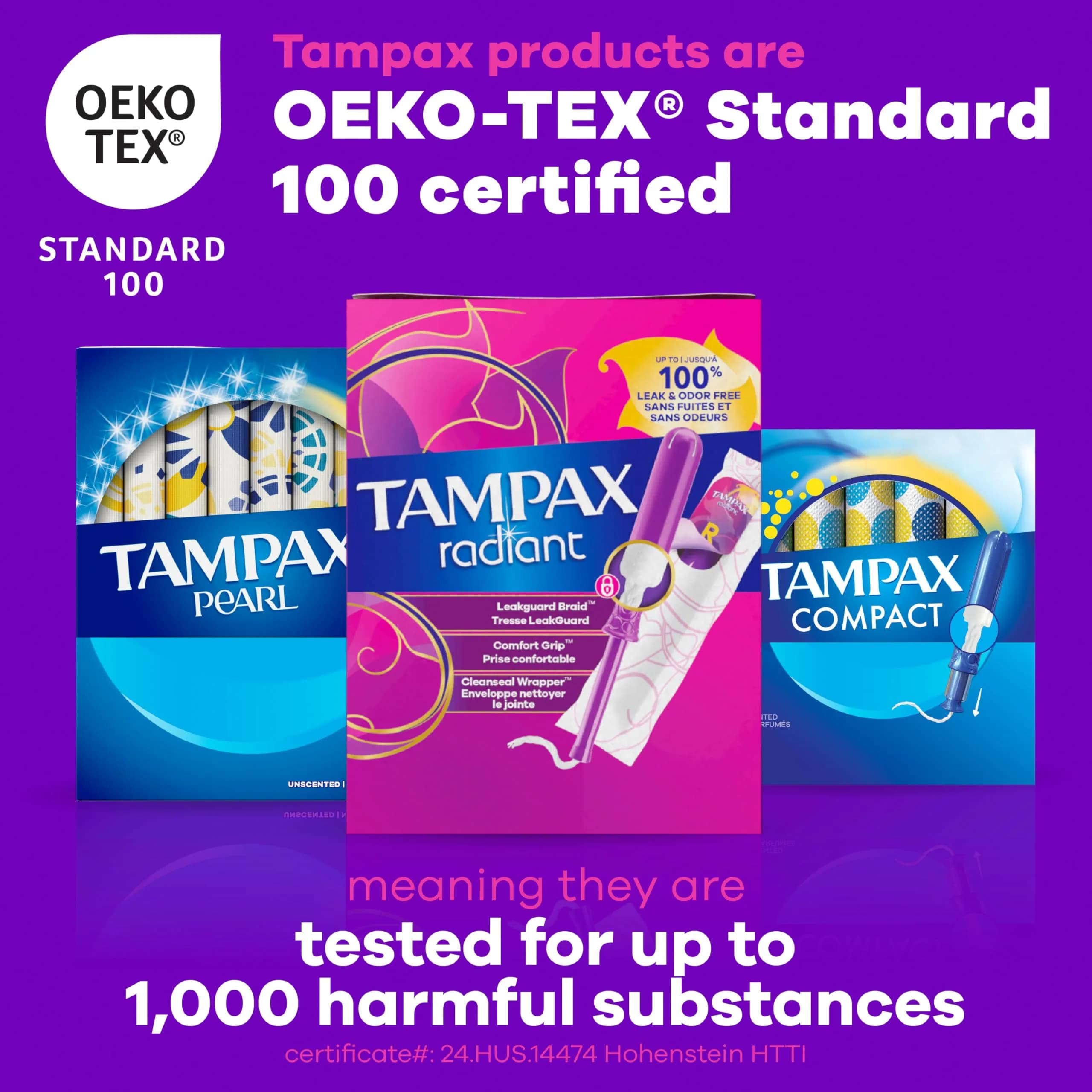 Tampax Radiant Tampons Super Absorbency Unscented 14 Count | #1 Tampon Brand with LeakGuard Braid - view 8