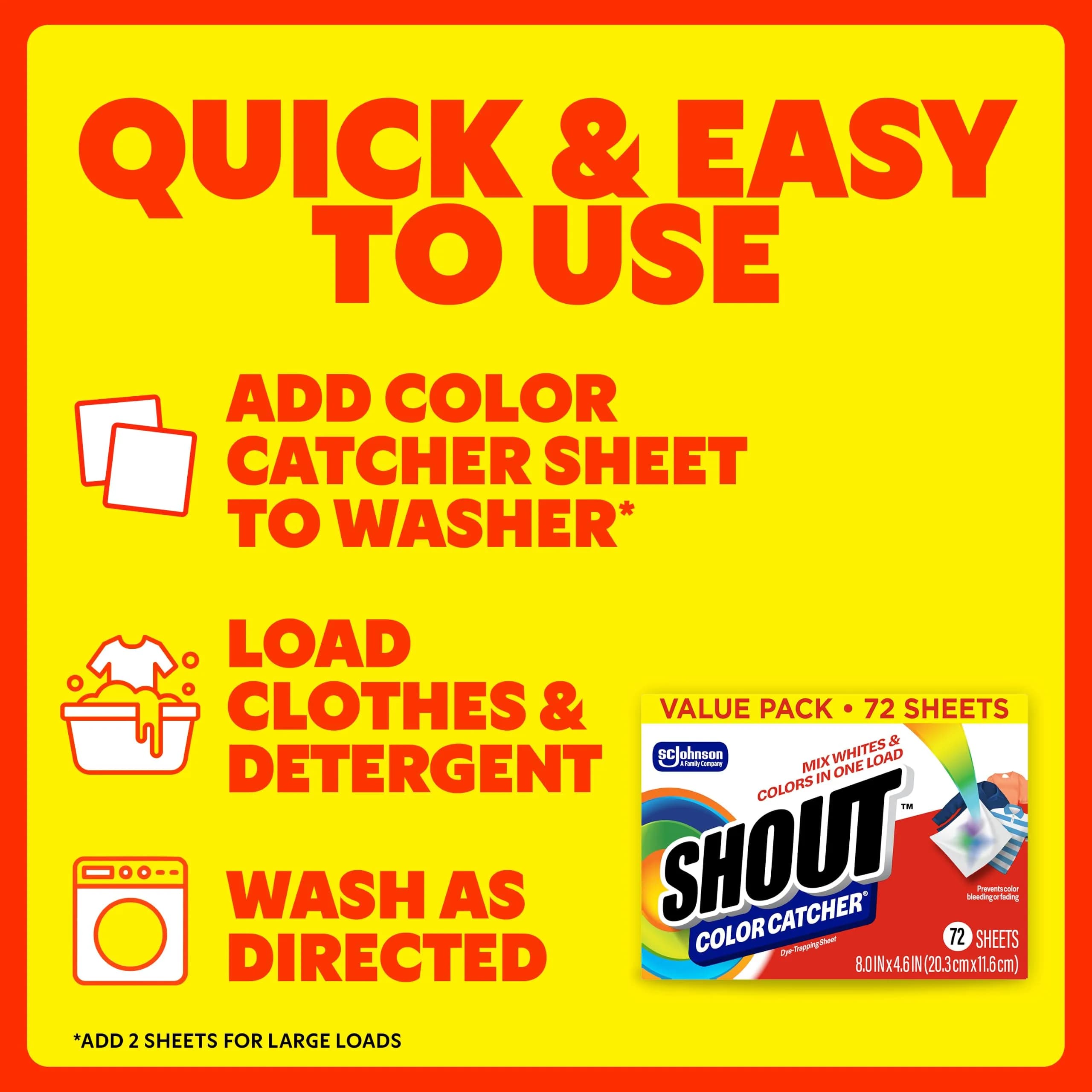 SHOUT Color Catcher Sheets for Laundry, Prevents Color Runs, 288 Total Sheets | 288 Count (Pack of 4) - view 6