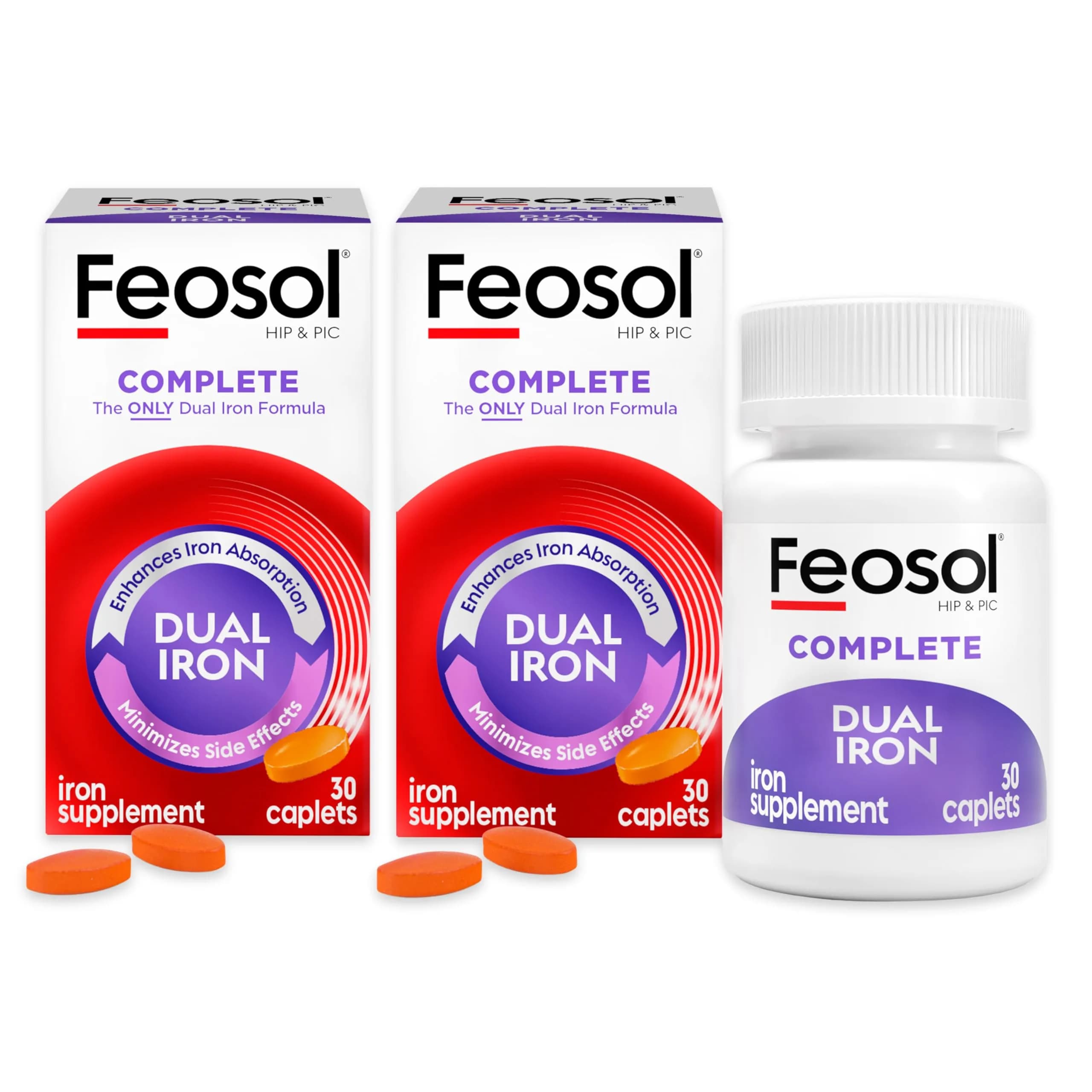 Feosol Complete Iron Supplement Caplets 60 Count | High Absorption, Gentle on Stomach, Supports Energy & Immunity — Capsule