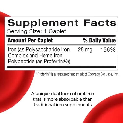 Feosol Complete Iron Supplement Caplets 60 Count | High Absorption, Gentle on Stomach, Supports Energy & Immunity thumbnail 6