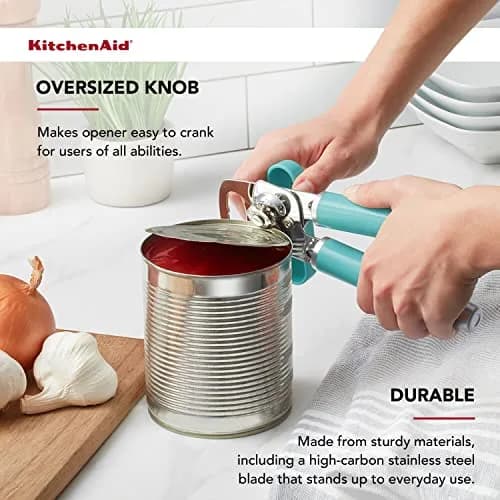 KitchenAid Classic Can Opener & Bottle Opener Aqua Sky | Razor Sharp Stainless Steel Wheel, Ergonomic Handles thumbnail 6