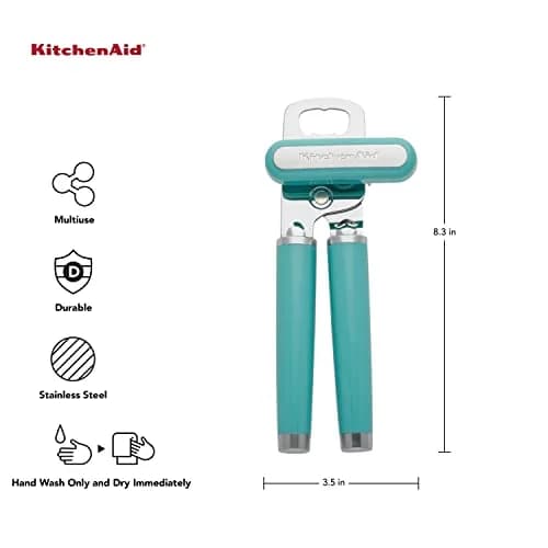 KitchenAid Classic Can Opener & Bottle Opener Aqua Sky | Razor Sharp Stainless Steel Wheel, Ergonomic Handles thumbnail 2