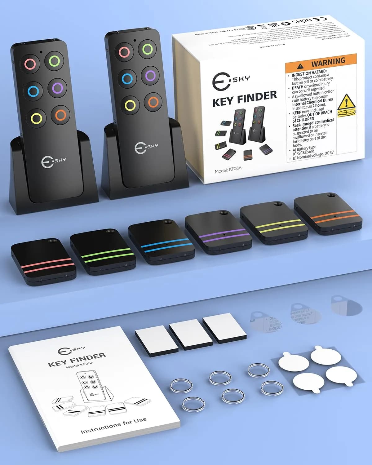 Esky Key Finder with 2 Transmitters and 6 Receivers | RF Tracking for Keys, Wallets, Remotes - view 7