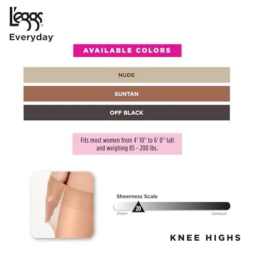 L'eggs Knee High Stockings Reinforced Toe | Sheer Beige Hosiery for Women thumbnail 5