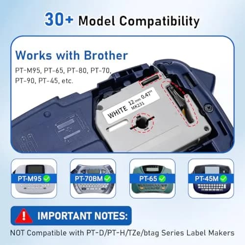 Labelife Replacement M Tape for Brother Label Maker PT-M95 PT-65 PT-45 PT-80 PT-70 | 12mm, 5 Color Pack, Waterproof & Durable thumbnail 2