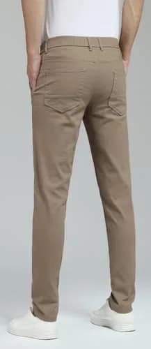 Plaid&Plain Men's Skinny Stretch Khaki Pants Slim Fit Tapered Slacks | Modern Fit, Cotton & Spandex, Dark Khaki, 30W x 32L thumbnail 2