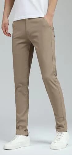 Plaid&Plain Men's Skinny Stretch Khaki Pants Slim Fit Tapered Slacks | Modern Fit, Cotton & Spandex, Dark Khaki, 30W x 32L thumbnail 3