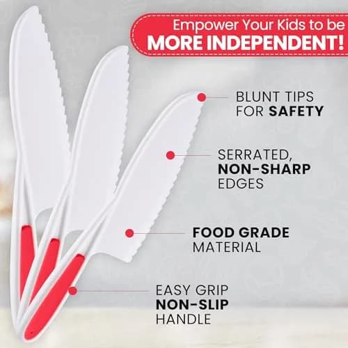 Zulay Kitchen 3-Piece Kids Knife Set for Real Cooking & Baking | Safe, Child-Friendly & Easy to Clean thumbnail 3