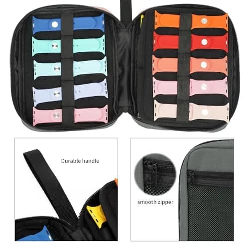 PACMAXI 20 Watch Bands Storage Carrying Case | Expandable Organizer for Most Watch Straps (Dark Grey) thumbnail 2