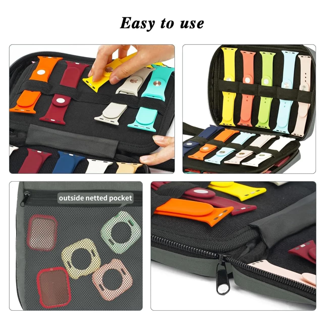 PACMAXI 20 Watch Bands Storage Carrying Case | Expandable Organizer for Most Watch Straps (Dark Grey) - view 3